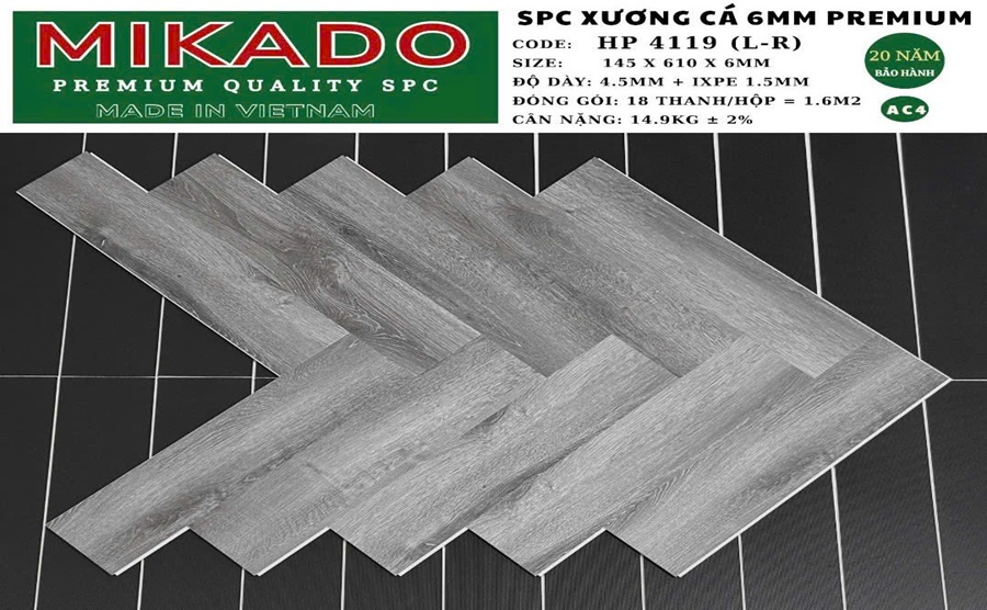Sàn nhựa xương cá Mikado 6mm HP 4119